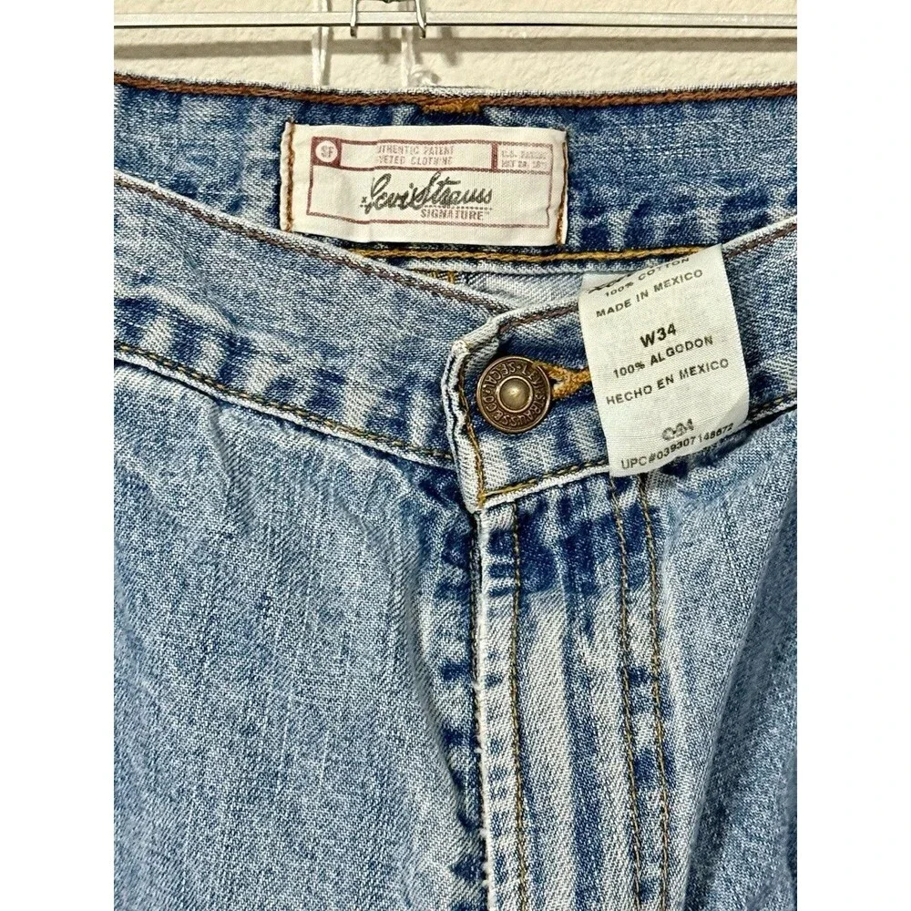 Levi Strauss Signature Carpenter Denim Shorts Baggy Y2K Light Wash Sz 34/12”L